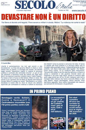 Secolo d'Italia prima pagina