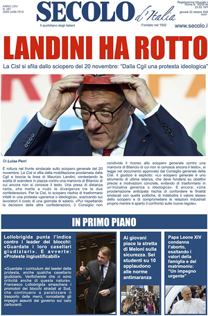 Prima pagina Secolo d'Italia di oggi - Quotidiano nazionale