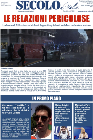 Prima pagina Secolo d'Italia di oggi - Quotidiano nazionale