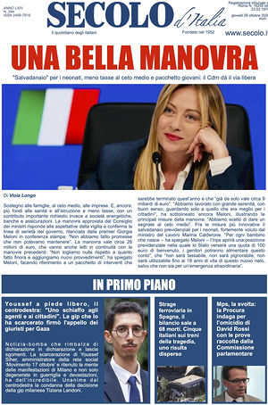 Prima pagina Secolo d'Italia di oggi - Quotidiano nazionale