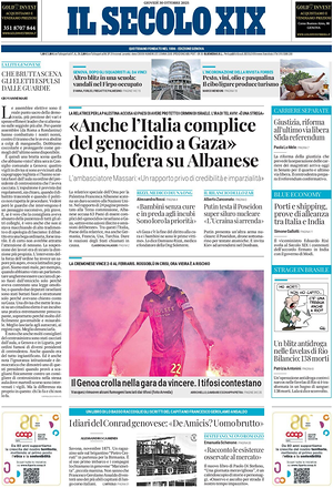 Il Secolo XIX prima pagina