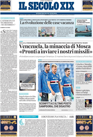 Il Secolo XIX prima pagina