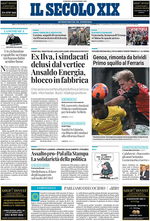 Prima pagina Il Secolo XIX di oggi - Quotidiano nazionale