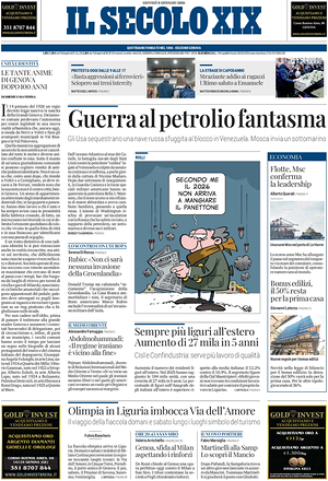 Il Secolo XIX prima pagina