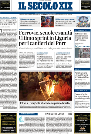 Il Secolo XIX prima pagina