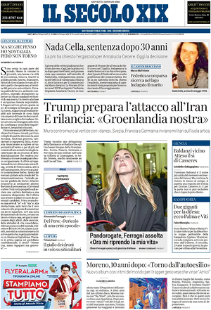 Prima pagina Il Secolo XIX di oggi - Quotidiano nazionale