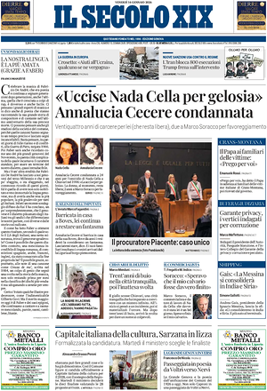 Il Secolo XIX prima pagina