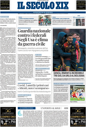 Prima pagina Il Secolo XIX di oggi - Quotidiano nazionale