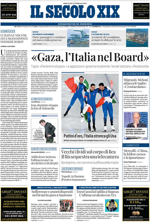 Prima pagina Il Secolo XIX di oggi - Quotidiano nazionale