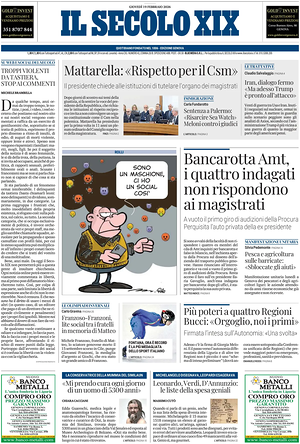 Prima pagina Il Secolo XIX di oggi - Quotidiano nazionale