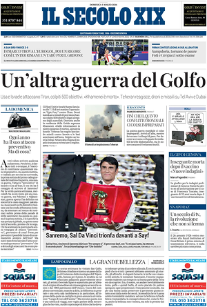 Prima pagina Il Secolo XIX di oggi - Quotidiano nazionale