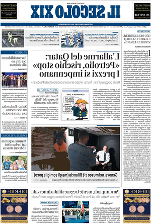 Prima pagina Il Secolo XIX di oggi - Quotidiano nazionale