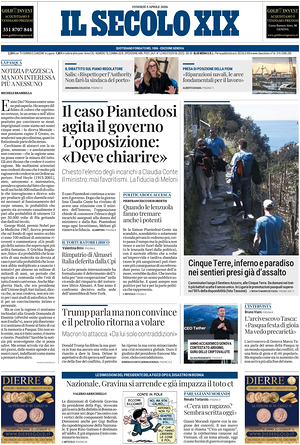Prima pagina Il Secolo XIX di oggi - Quotidiano nazionale