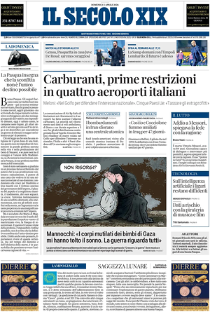 Prima pagina Il Secolo XIX di oggi - Quotidiano nazionale