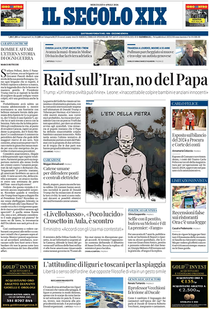 Prima pagina Il Secolo XIX di oggi - Quotidiano nazionale