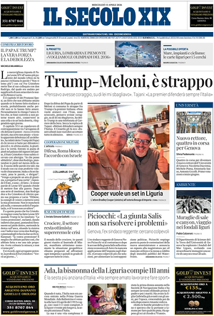 Prima pagina Il Secolo XIX di oggi - Quotidiano nazionale
