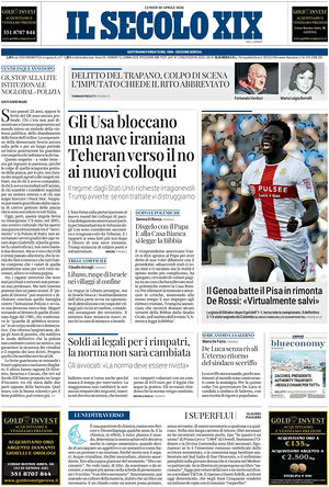 Prima pagina Il Secolo XIX di oggi - Quotidiano nazionale