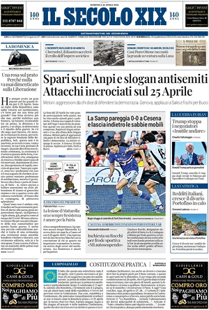 Prima pagina Il Secolo XIX di oggi - Quotidiano nazionale