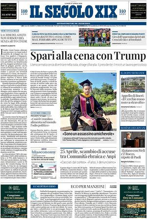 Prima pagina Il Secolo XIX di oggi - Quotidiano nazionale