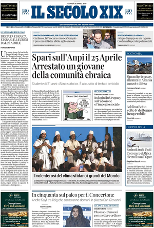 Prima pagina Il Secolo XIX di oggi - Quotidiano nazionale