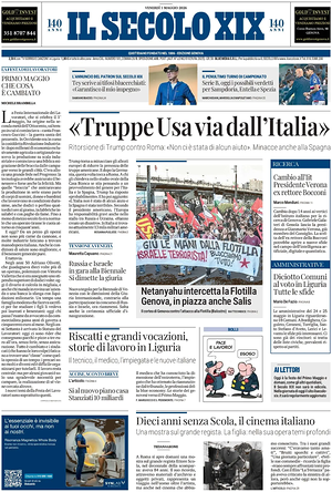 Prima pagina Il Secolo XIX di oggi - Quotidiano nazionale