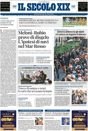 Prima pagina Il Secolo XIX di oggi - Quotidiano nazionale