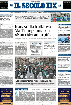 Prima pagina Il Secolo XIX di oggi - Quotidiano nazionale
