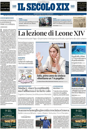 Prima pagina Il Secolo XIX di oggi - Quotidiano nazionale