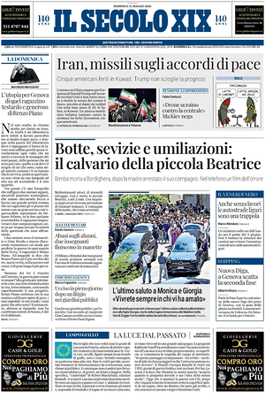 Prima pagina Il Secolo XIX di oggi - Quotidiano nazionale