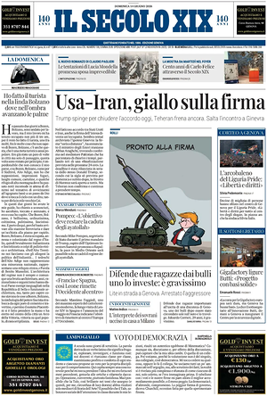 Prima pagina Il Secolo XIX di oggi - Quotidiano nazionale