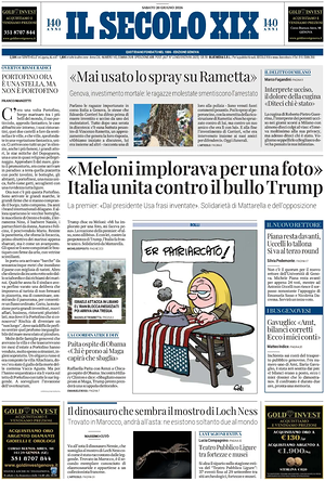 Prima pagina Il Secolo XIX di oggi - Quotidiano nazionale