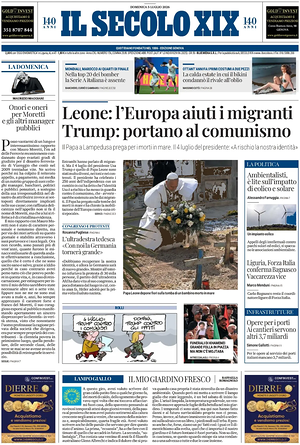 Prima pagina Il Secolo XIX di oggi - Quotidiano nazionale