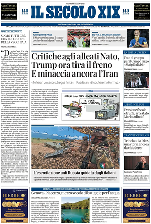 Prima pagina Il Secolo XIX di oggi - Quotidiano nazionale