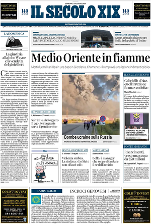 Il Secolo XIX prima pagina