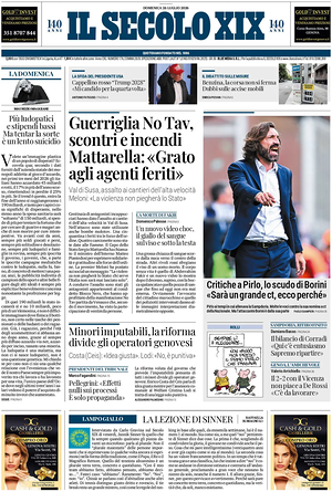 Prima pagina Il Secolo XIX di oggi - Quotidiano nazionale