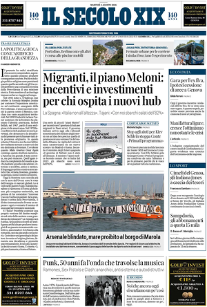 Prima pagina Il Secolo XIX di oggi - Quotidiano nazionale