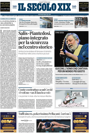 Prima pagina Il Secolo XIX di oggi - Quotidiano nazionale