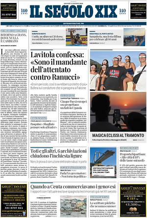 Prima pagina Il Secolo XIX di oggi - Quotidiano nazionale