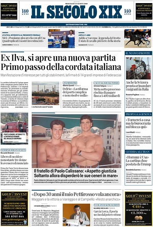 Prima pagina Il Secolo XIX di oggi - Quotidiano nazionale
