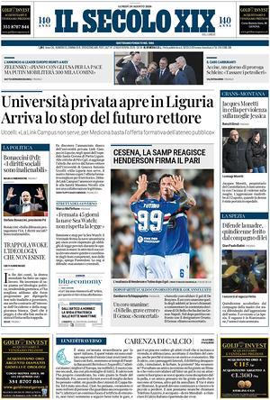 Prima pagina Il Secolo XIX di oggi - Quotidiano nazionale