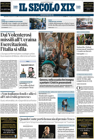 Prima pagina Il Secolo XIX di oggi - Quotidiano nazionale