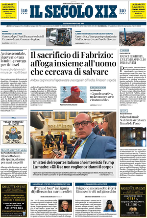 Il Secolo XIX prima pagina