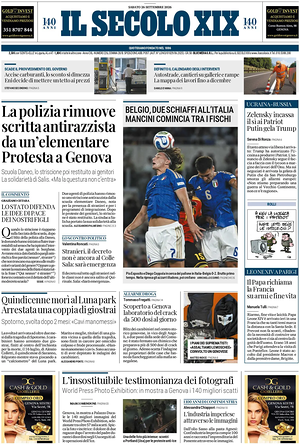 Prima pagina Il Secolo XIX di oggi - Quotidiano nazionale