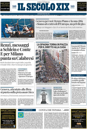 Prima pagina Il Secolo XIX di oggi - Quotidiano nazionale