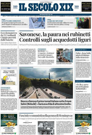 Prima pagina Il Secolo XIX di oggi - Quotidiano nazionale