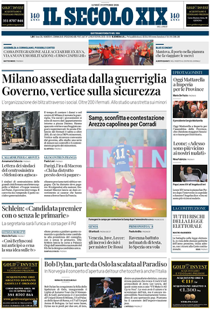 Il Secolo XIX prima pagina