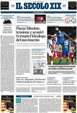Prima pagina Il Secolo XIX di oggi - Quotidiano nazionale