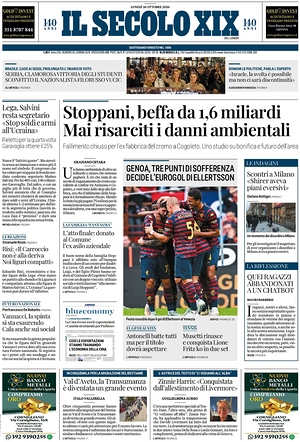 Il Secolo XIX prima pagina