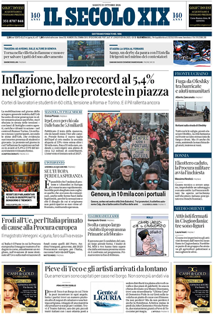 Prima pagina Il Secolo XIX di oggi - Quotidiano nazionale