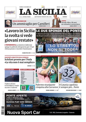 Prima pagina La Sicilia di oggi - Quotidiano regionale
